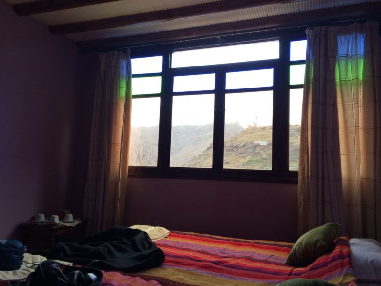 Our guesthouse and view. There was a heater and electric kettle in the room, but also slippers and warm djellabas.